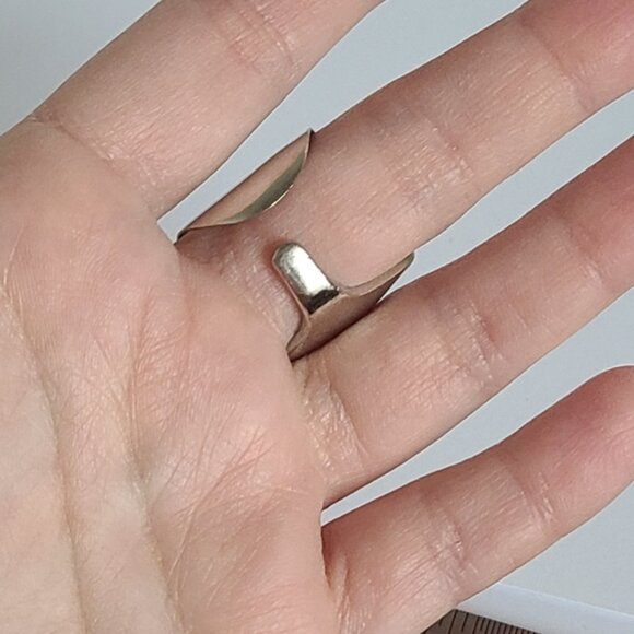 Vintage Boho Native Alpaca Silver Blue Turquoise Chunky Wide Statement Ring - Picture 10 of 10